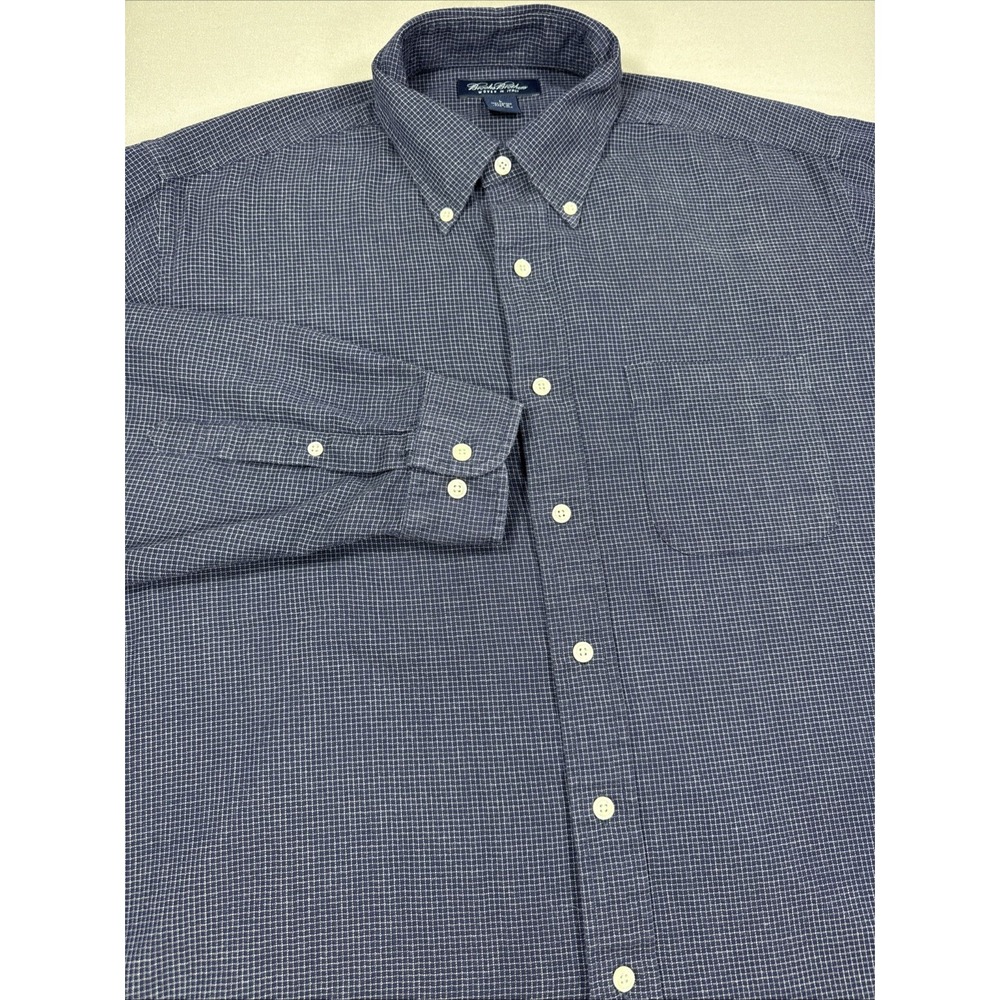Brooks Brothers Shirt Men's L Blue Check Long Sleeve Colton Hong Kong Soft